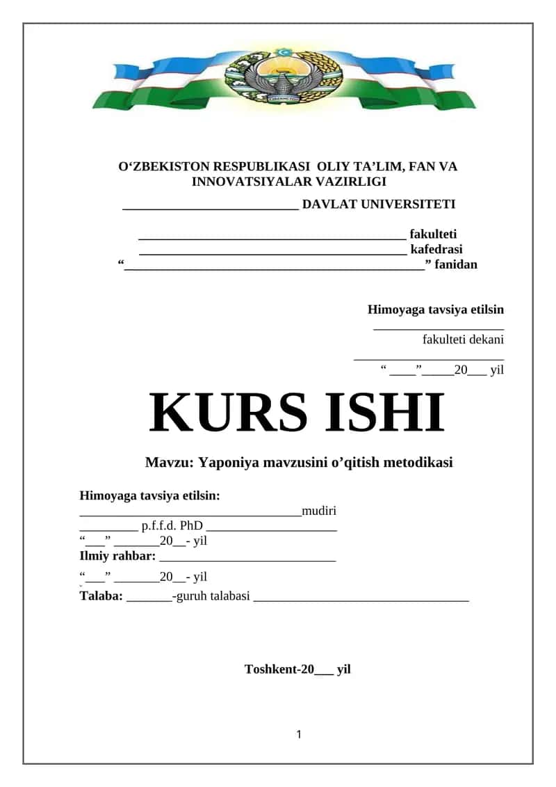 Yaponiya mavzusini o’qitish metodikasi 1