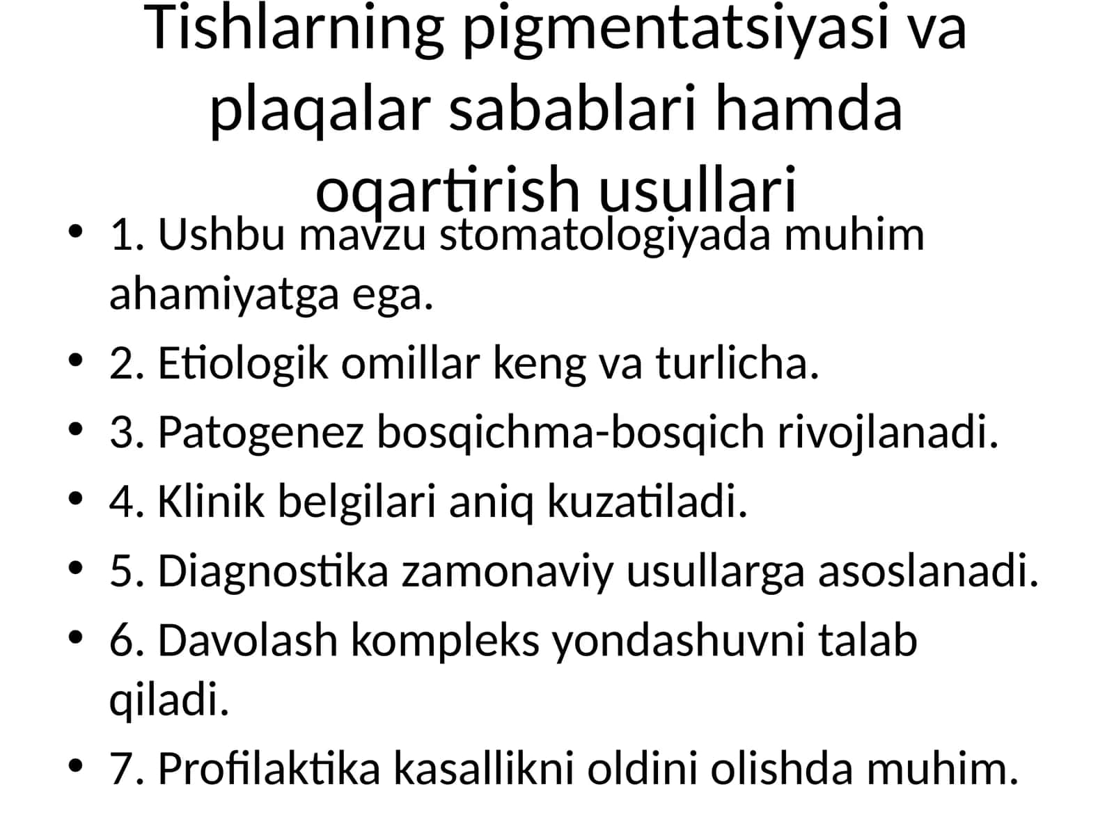 Tishlarning pigmentatsiyasi va plaqalar sabablari hamda oqartirish usullari 1