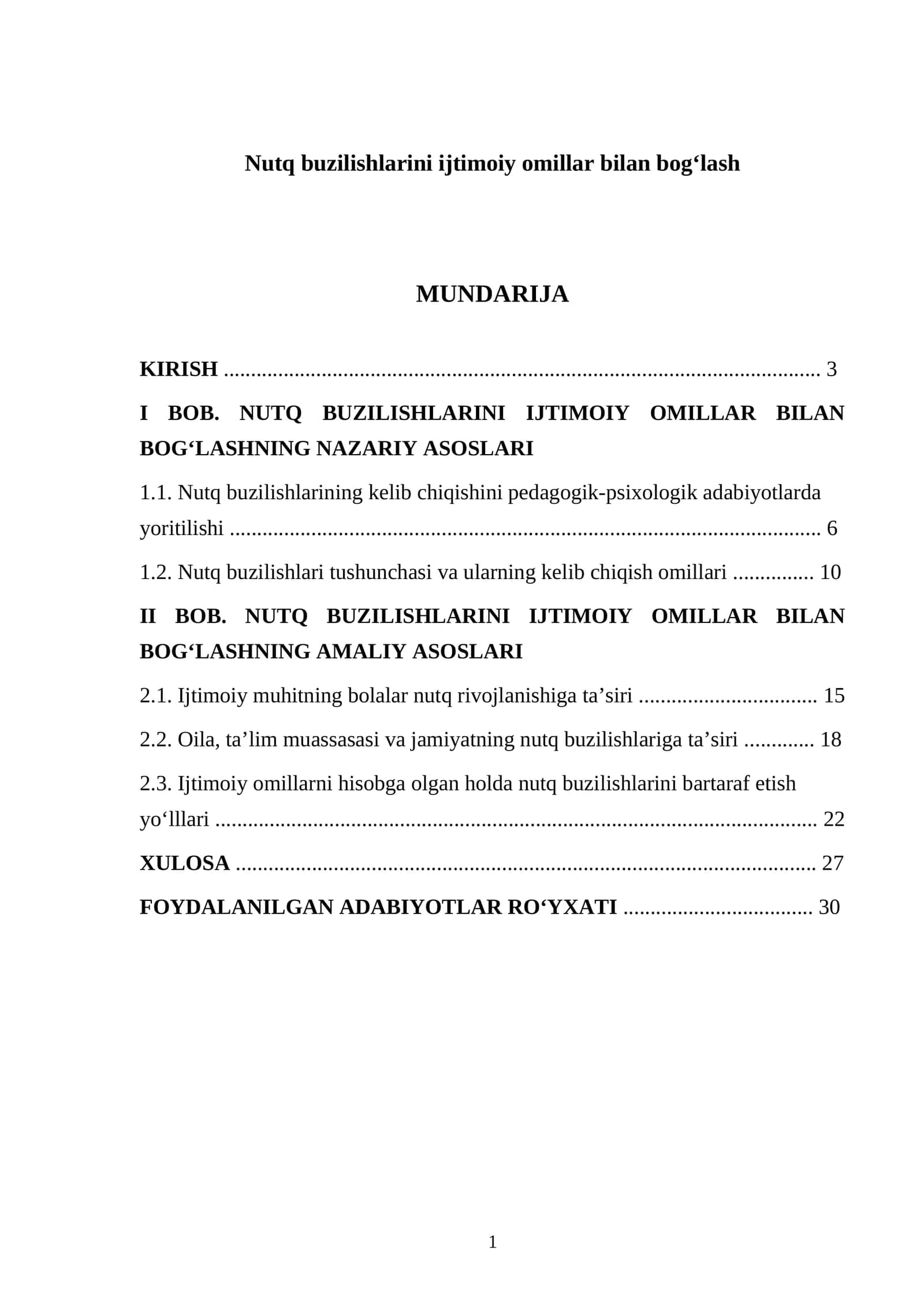 Nutq buzilishlarini ijtimoiy omillar bilan bogʻlash 1