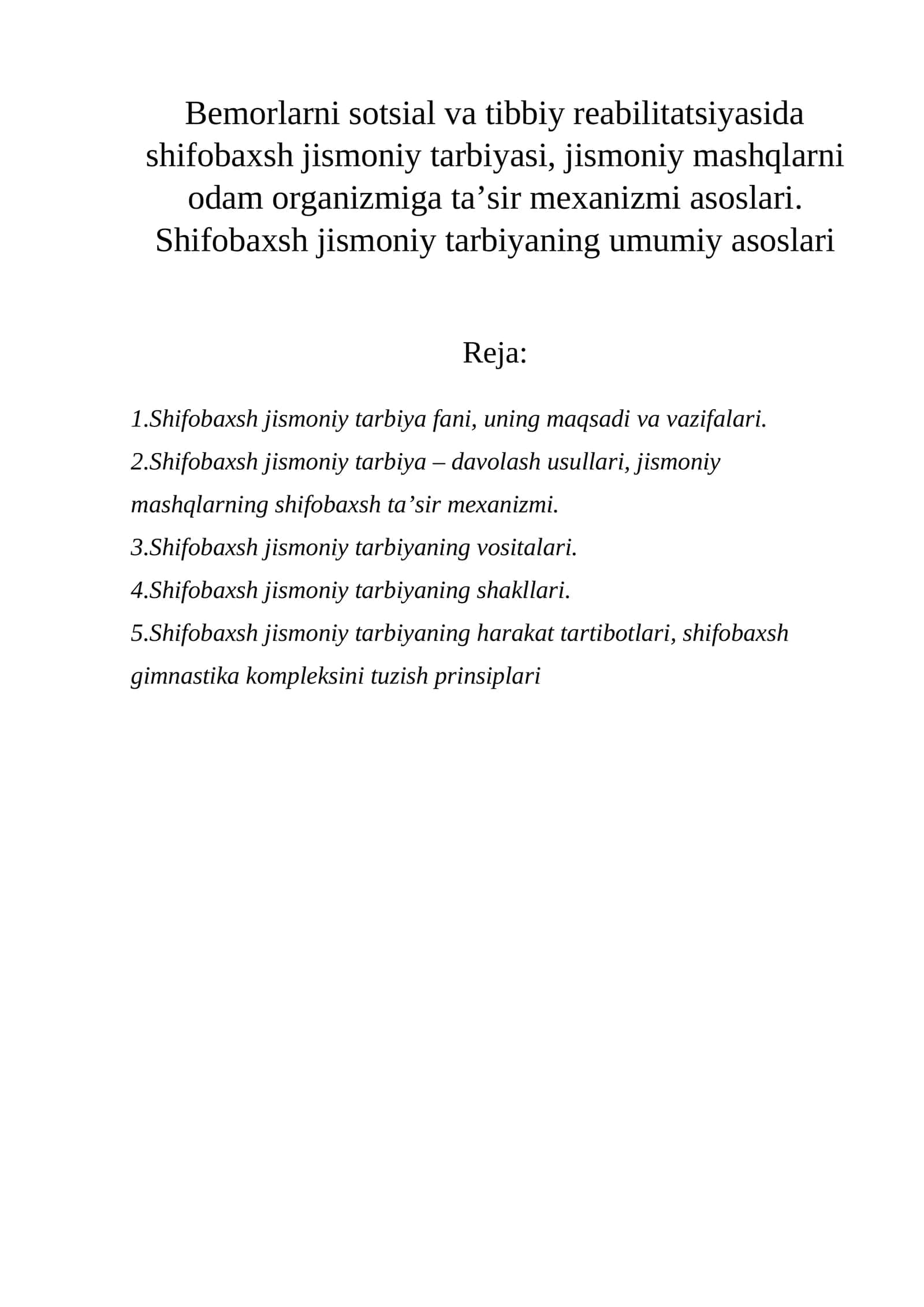 Shifobaxsh jismoniy tarbiya 1