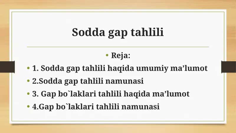 Sodda gap tahlili 1