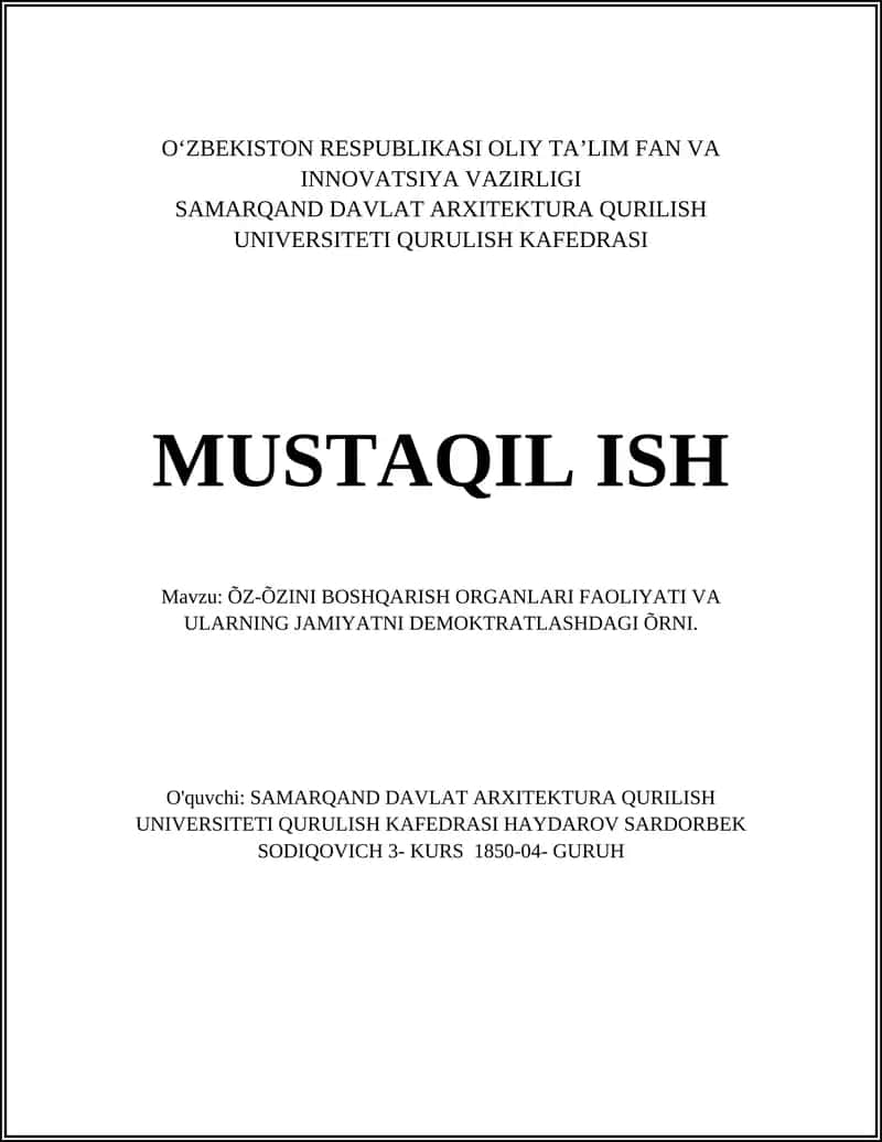 O'z-o'zini boshqarish organlari 1