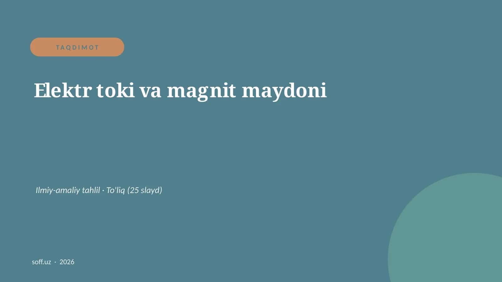 Elektr toki va magnit maydoni 1