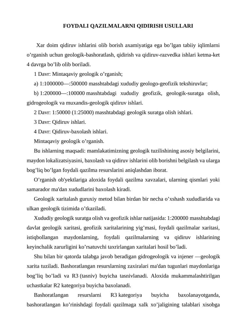 FOYDALI QAZILMALARNI QIDIRISH USULLARI 1
