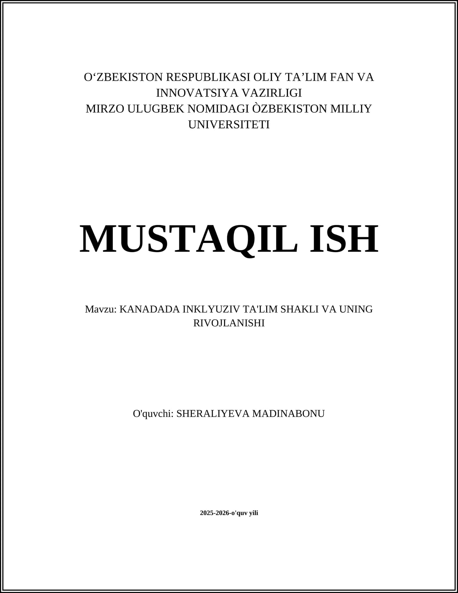 KANADADA INKLYUZIV TA'LIM SHAKLI VA UNING RIVOJLANISHI 1