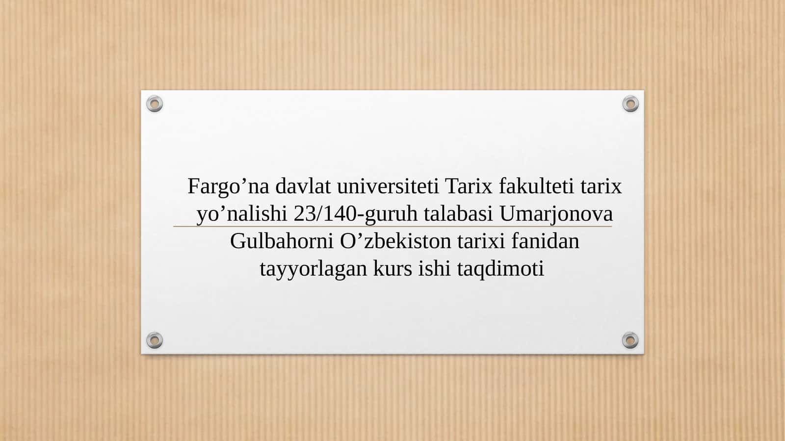 Kurs ishi "Qo‘qonxonligi tarixi" 1