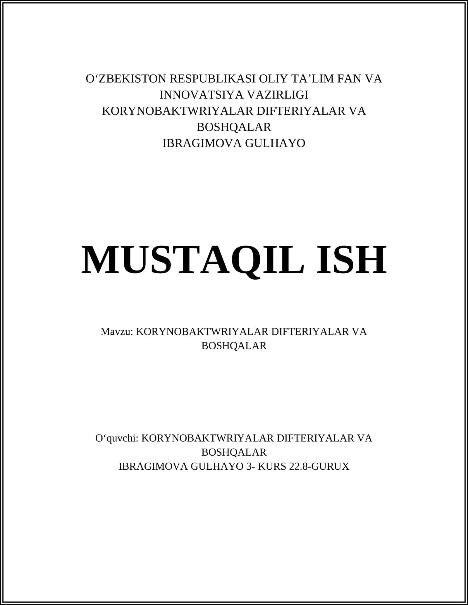 KORYNOBAKTWRIYALAR DIFTERIYALAR VA BOSHQALAR 1