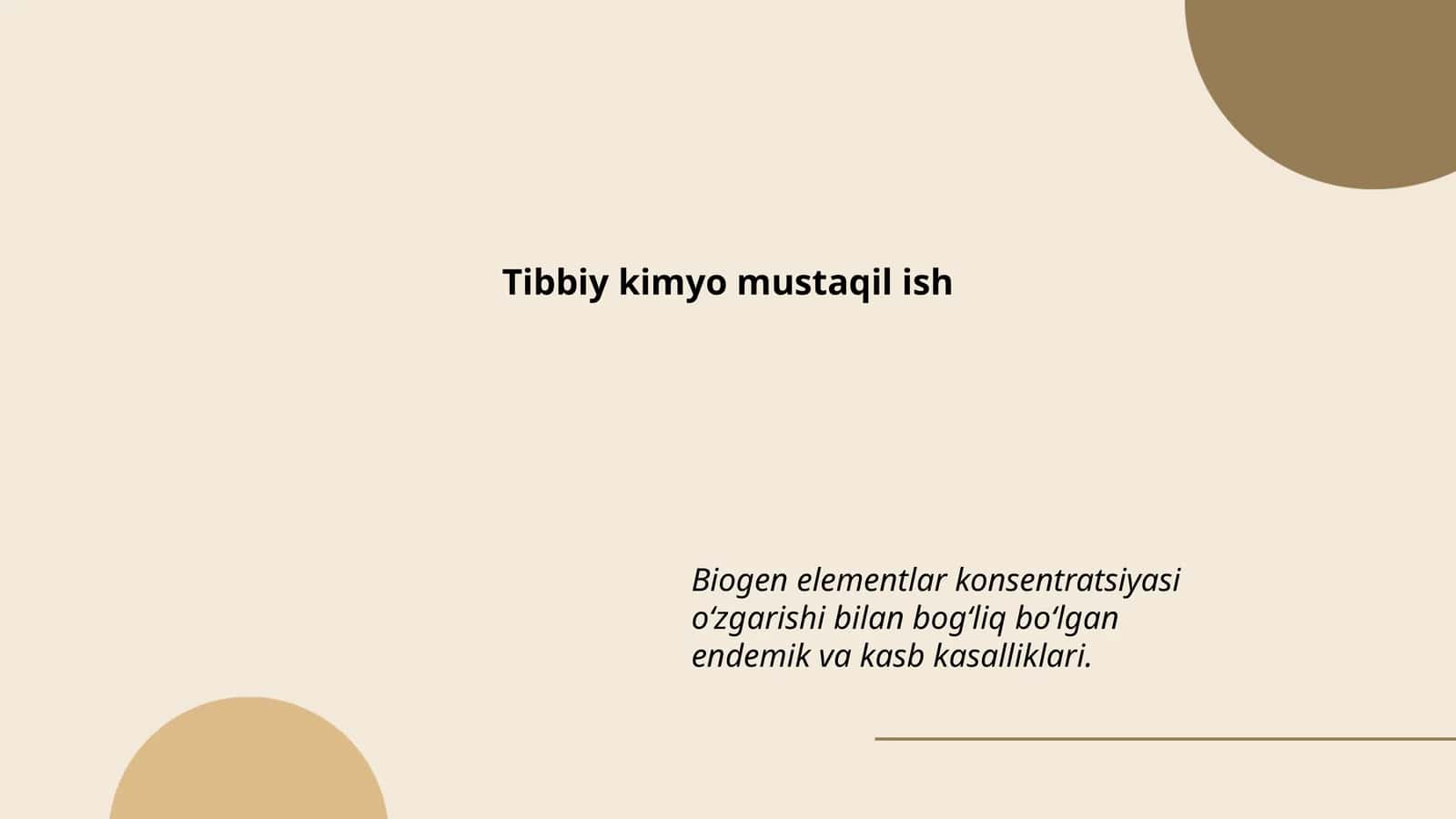 Tibbiy kimyo mustaqil ish 1