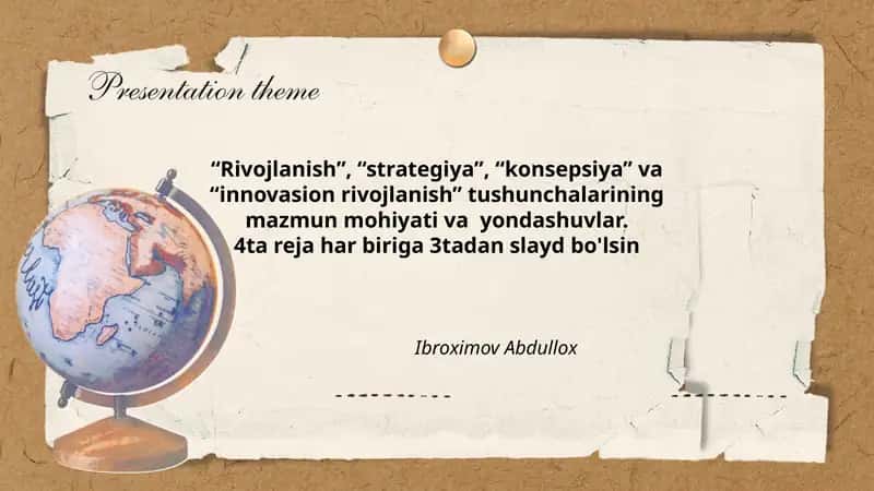 Rivojlanish, strategiya, konsepsiya va innovasion rivojlanish 1