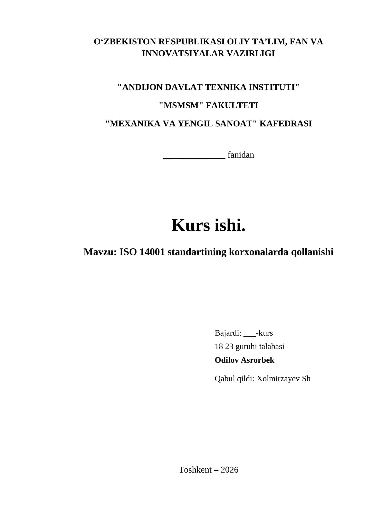ISO 14001 standartining korxonalarda qollanishi 1
