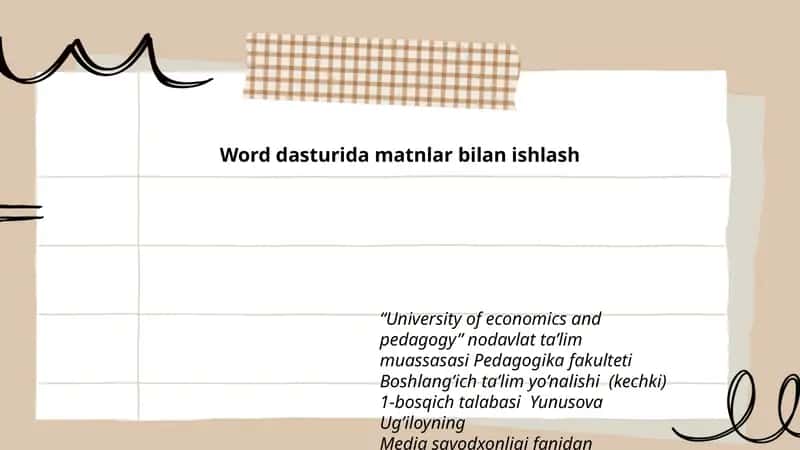 Word dasturida matnlar bilan ishlash 1