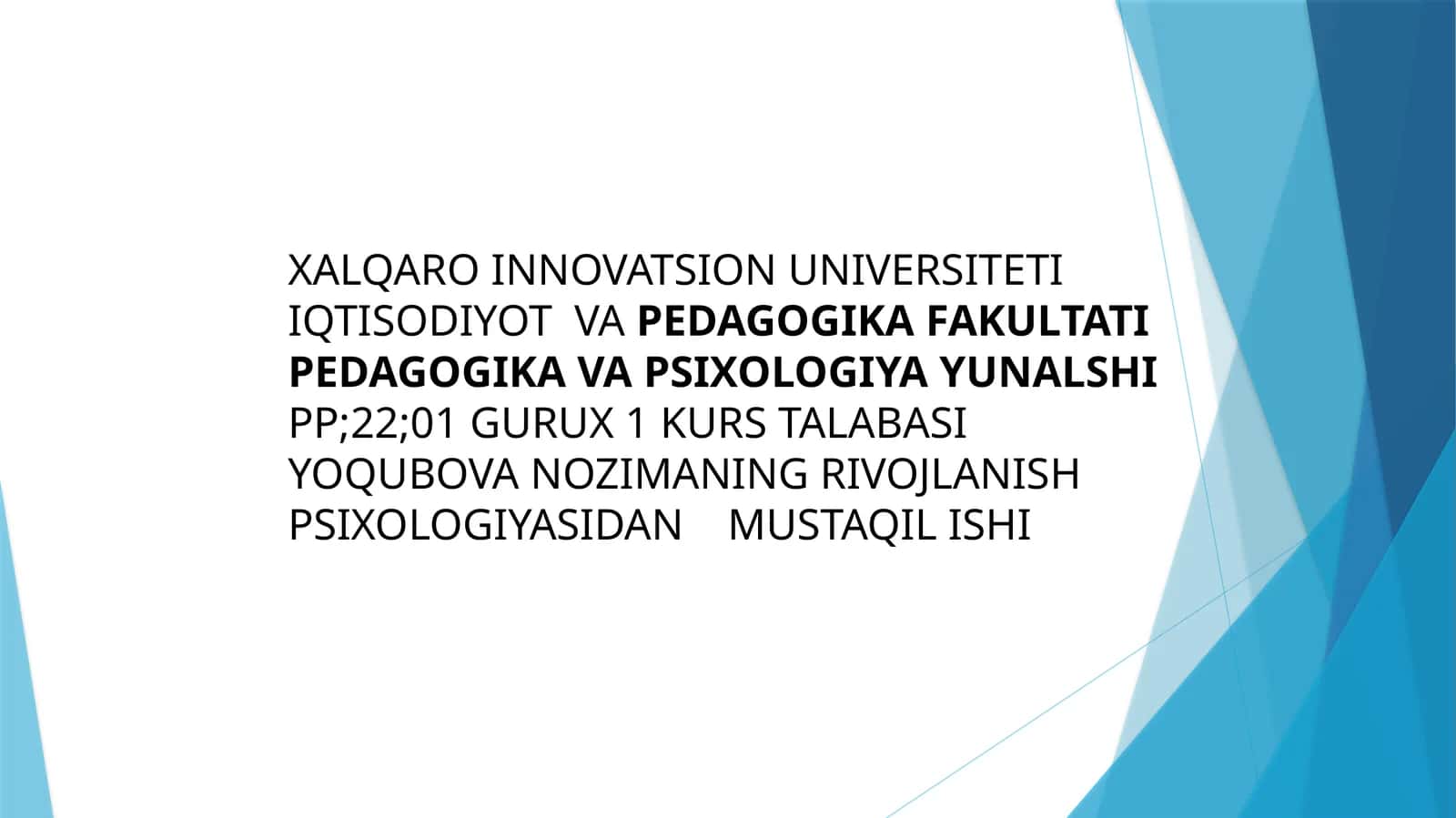 Hozirgi zamon psixoanalitikasi bolalarni tarbiyalashva rivojlanishi haqida referat 1