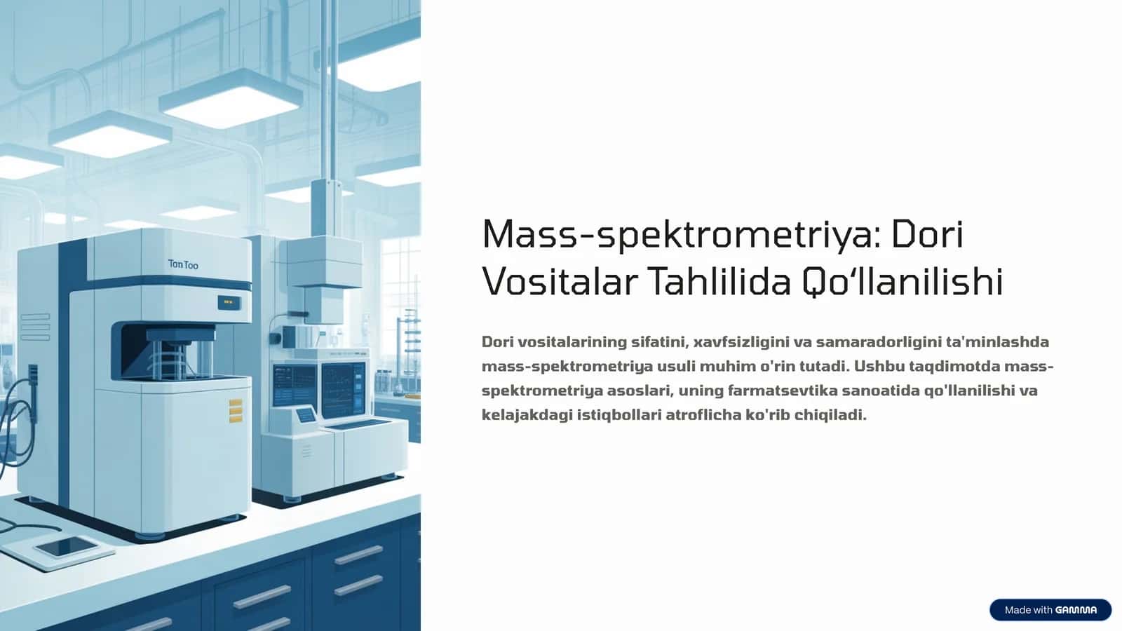 Mass-spektrometriya: Dori Vositalar Tahlilida Qoʻllanilishi 1