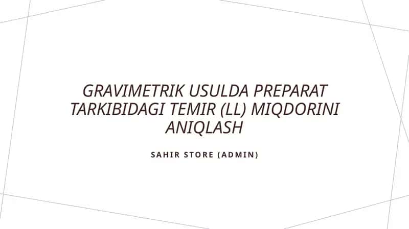 Gravimetrik Tahlil Usuli 1