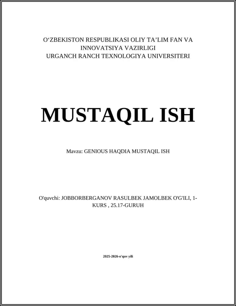 GENIOUS HAQDIA MUSTAQIL ISH 1