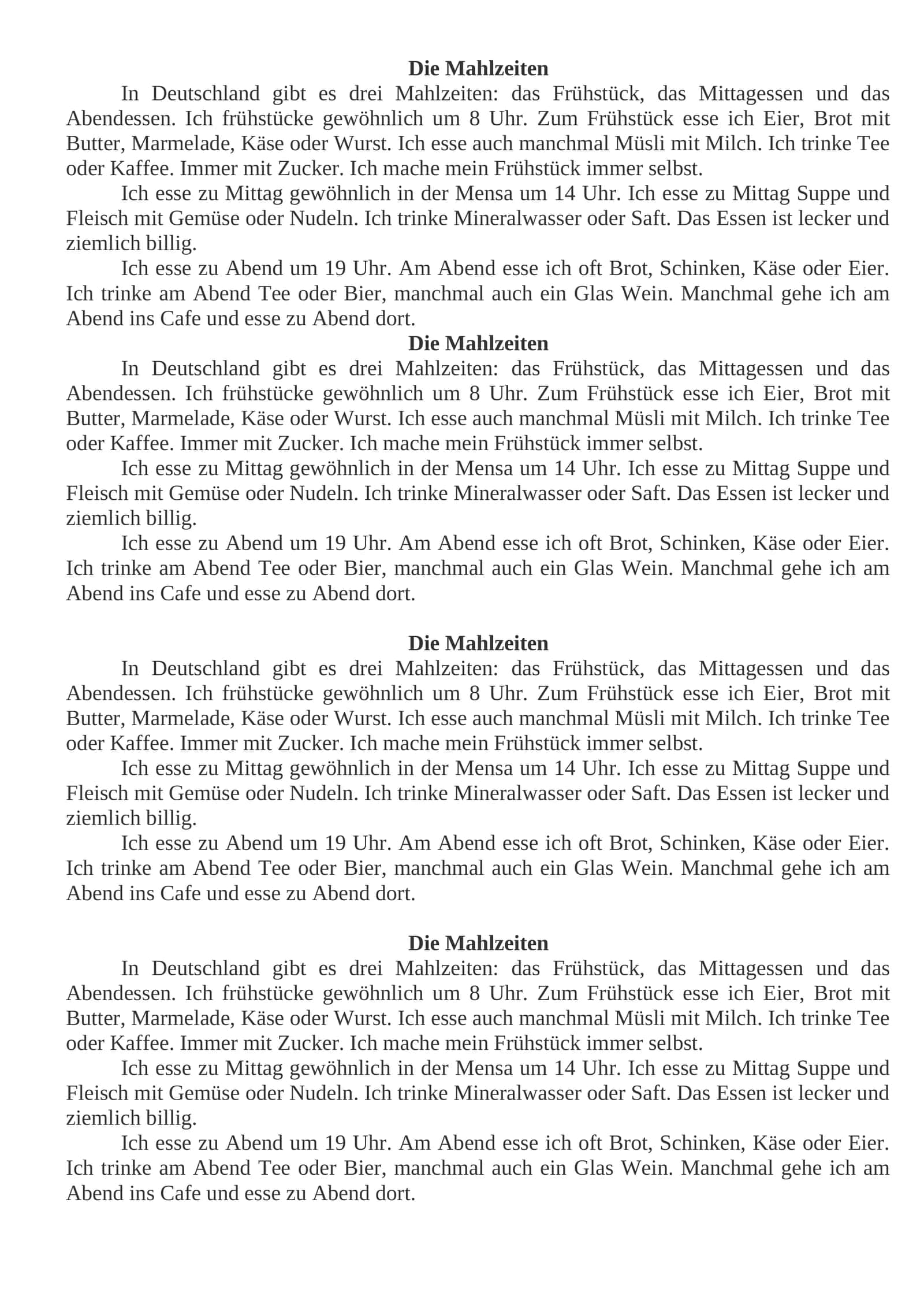Die Mahlzeiten 1