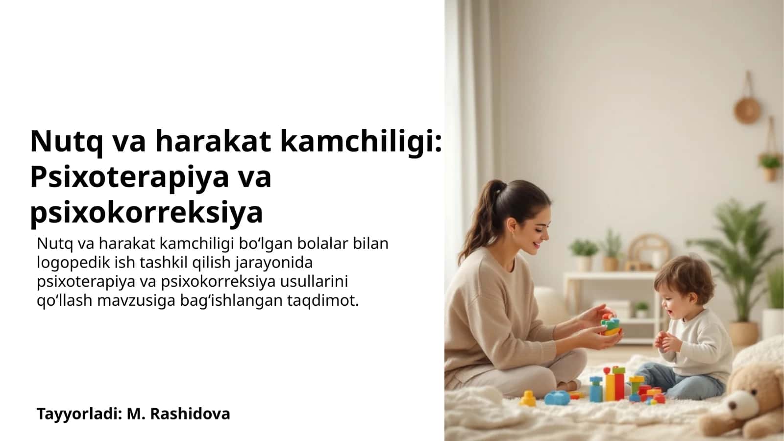 Nutq va harakat kamchiligi: Psixoterapiya va psixokorreksiya 1