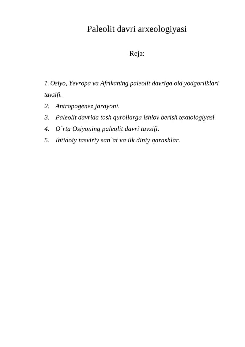 Paleolit davri arxeologiyasi 1