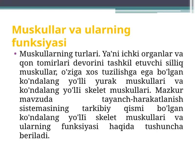 Muskullar va ularning funksiyasi 1