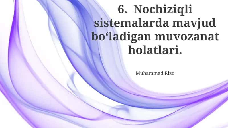 Nochiziqli sistemalarda muvozanat holatlari 1