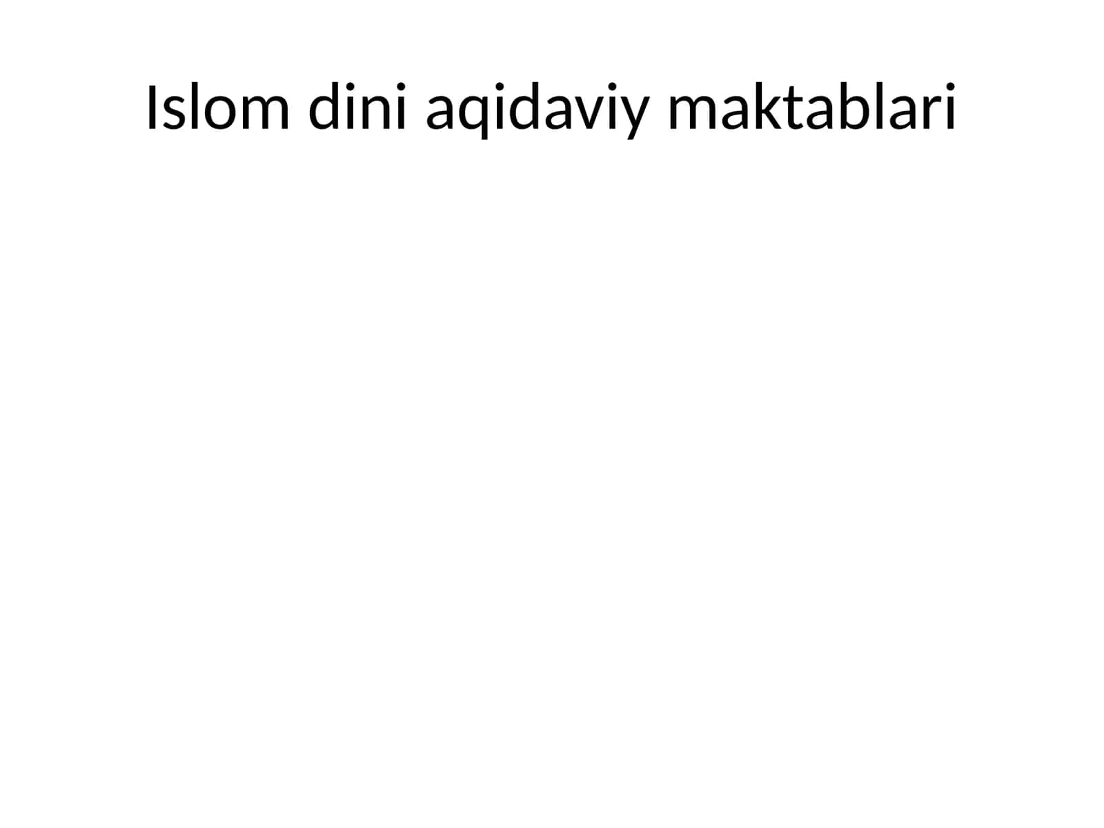Islom dini aqidaviy maktablari 1