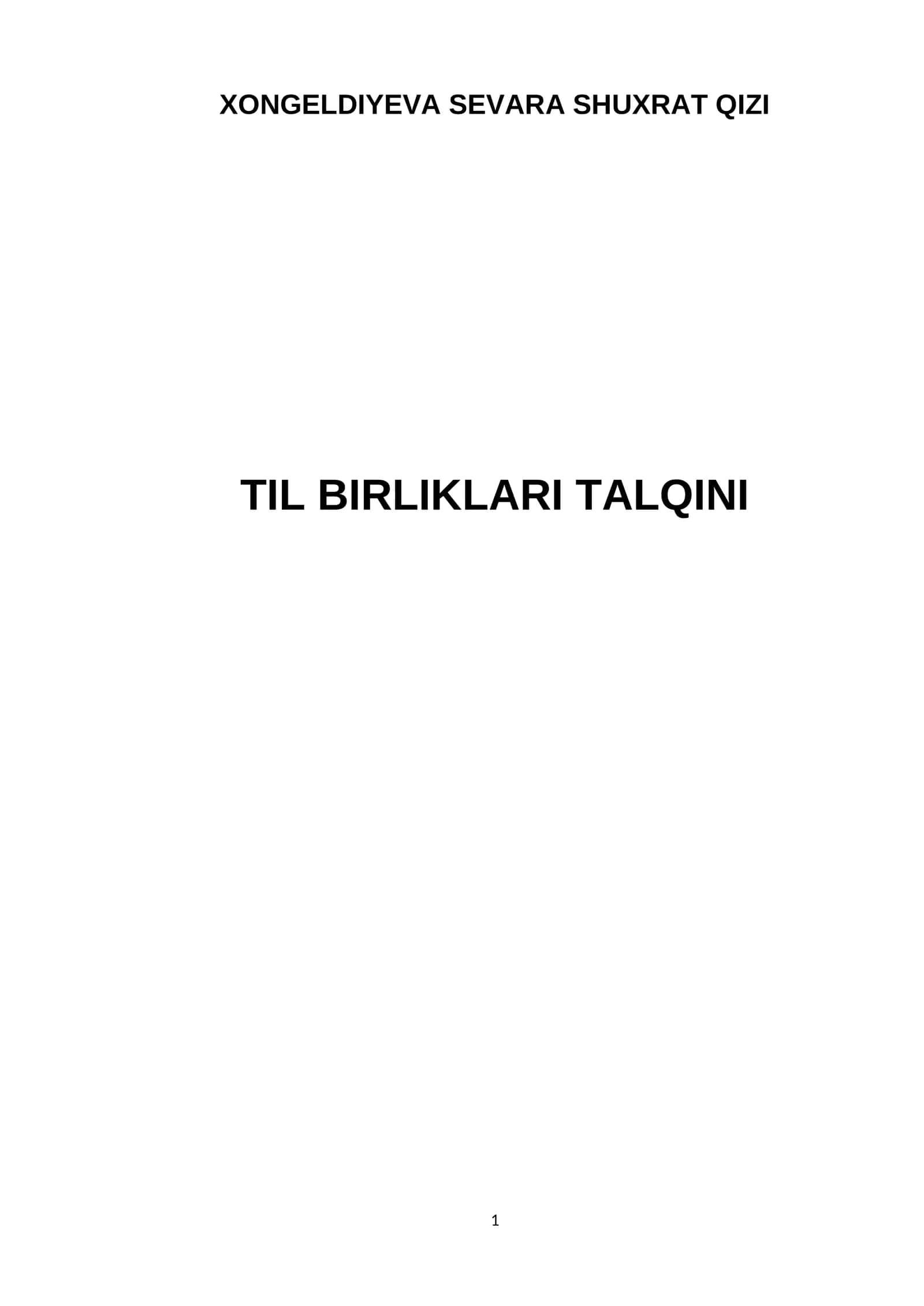 Til birliklari talqini 1