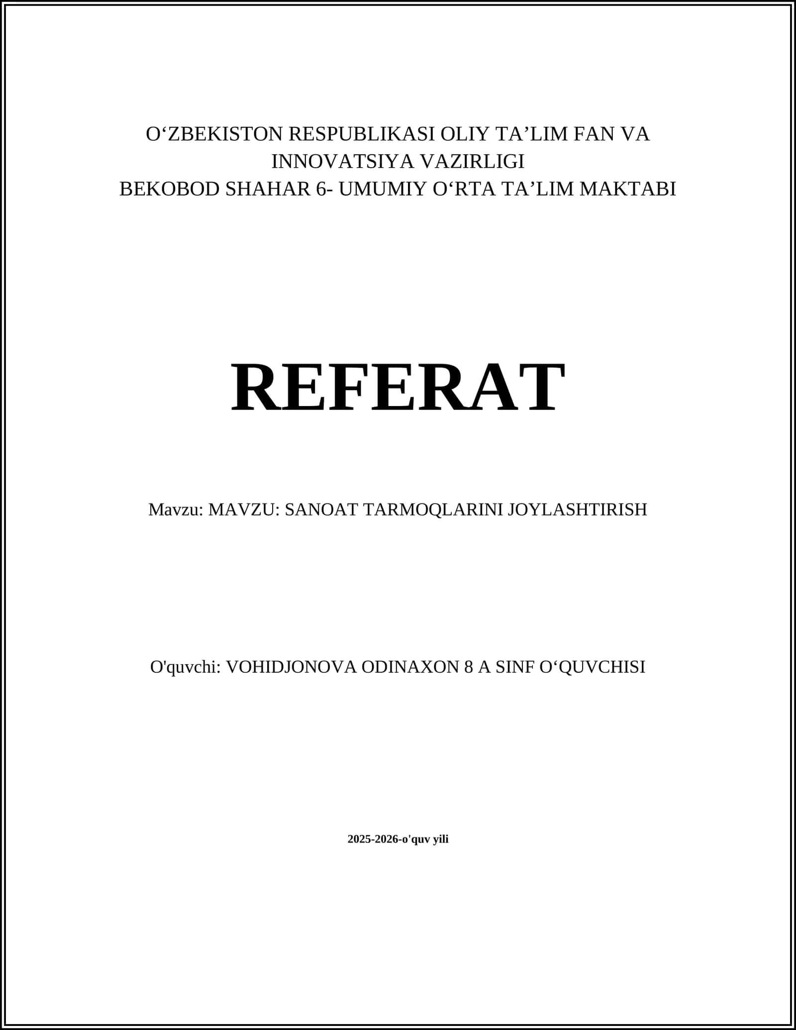 Sanoat tarmoqlarini joylashtirishning nazariy asoslari 1