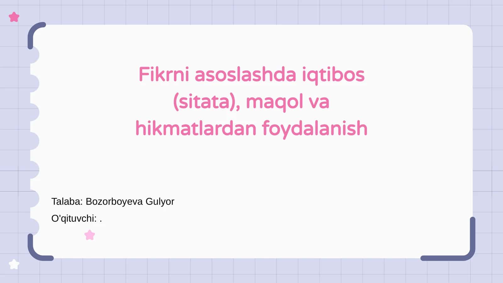 Fikrni asoslashda iqtibos (sitata), maqol va hikmatlardan foydalanish 1