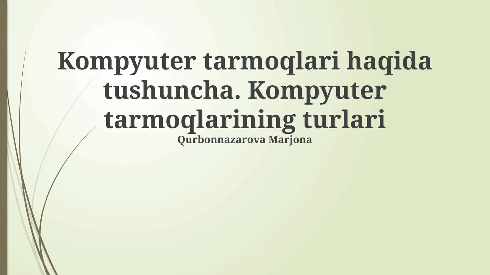 Kompyuter tarmoqlari haqida tushuncha 1