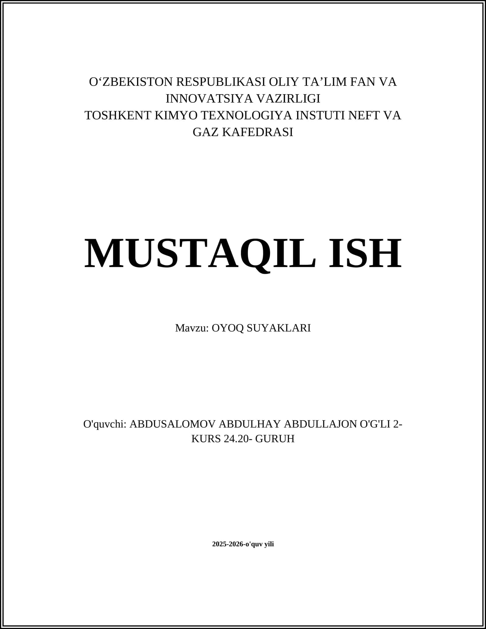 OYOQ SUYAKLARI 1