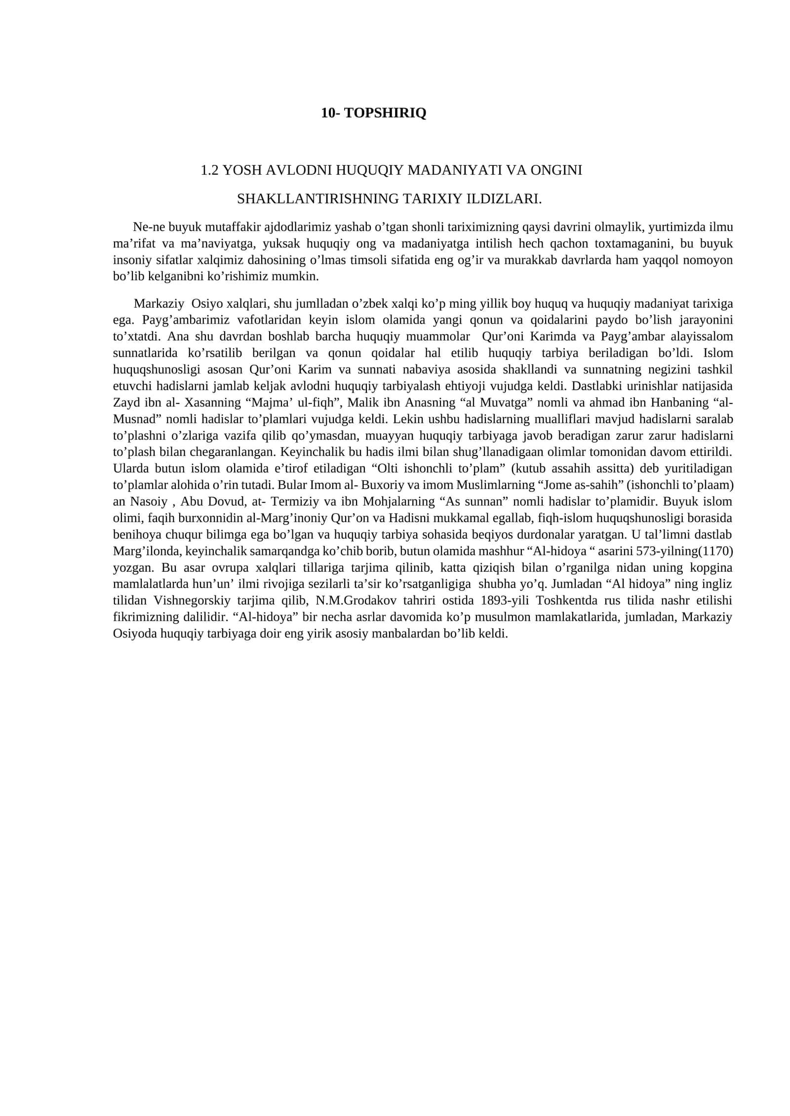 YOSH AVLODNI HUQUQIY MADANIYATI VA ONGINI SHAKLLANTIRISHNING TARIXIY ILDIZLARI 1