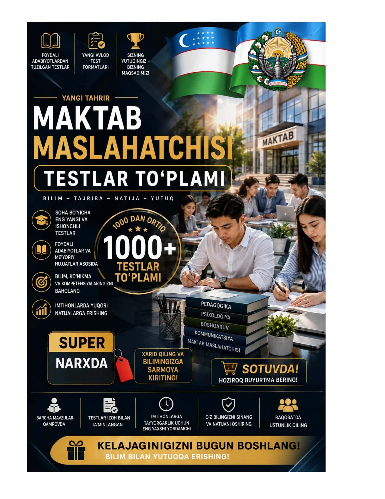 MAKTAB MASLAHATCHISI LAVOZIMIGA ISHGA KIRISH TEST SINOVlARI 1