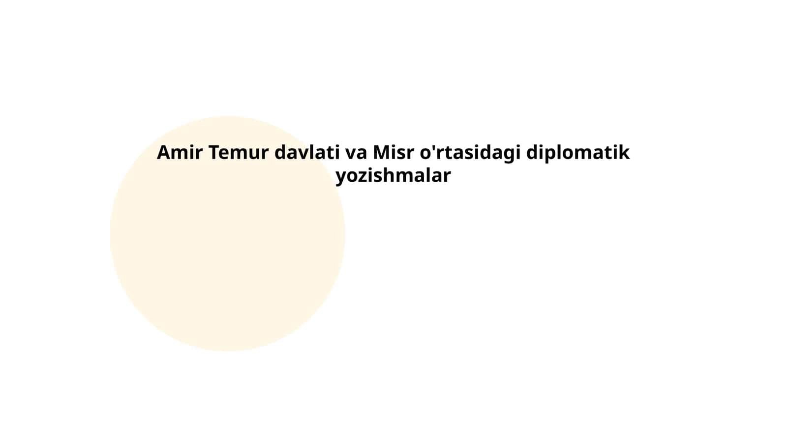 Amir Temur va Misr o'rtasidagi diplomatik munosabatlar 1
