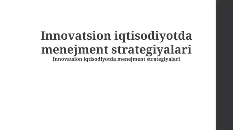 Innovatsion iqtisodiyotda menejment strategiyalari 1