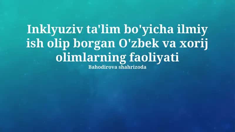 Maxsus ehtiyojli bolalarni oʻqitish metodikasi 1