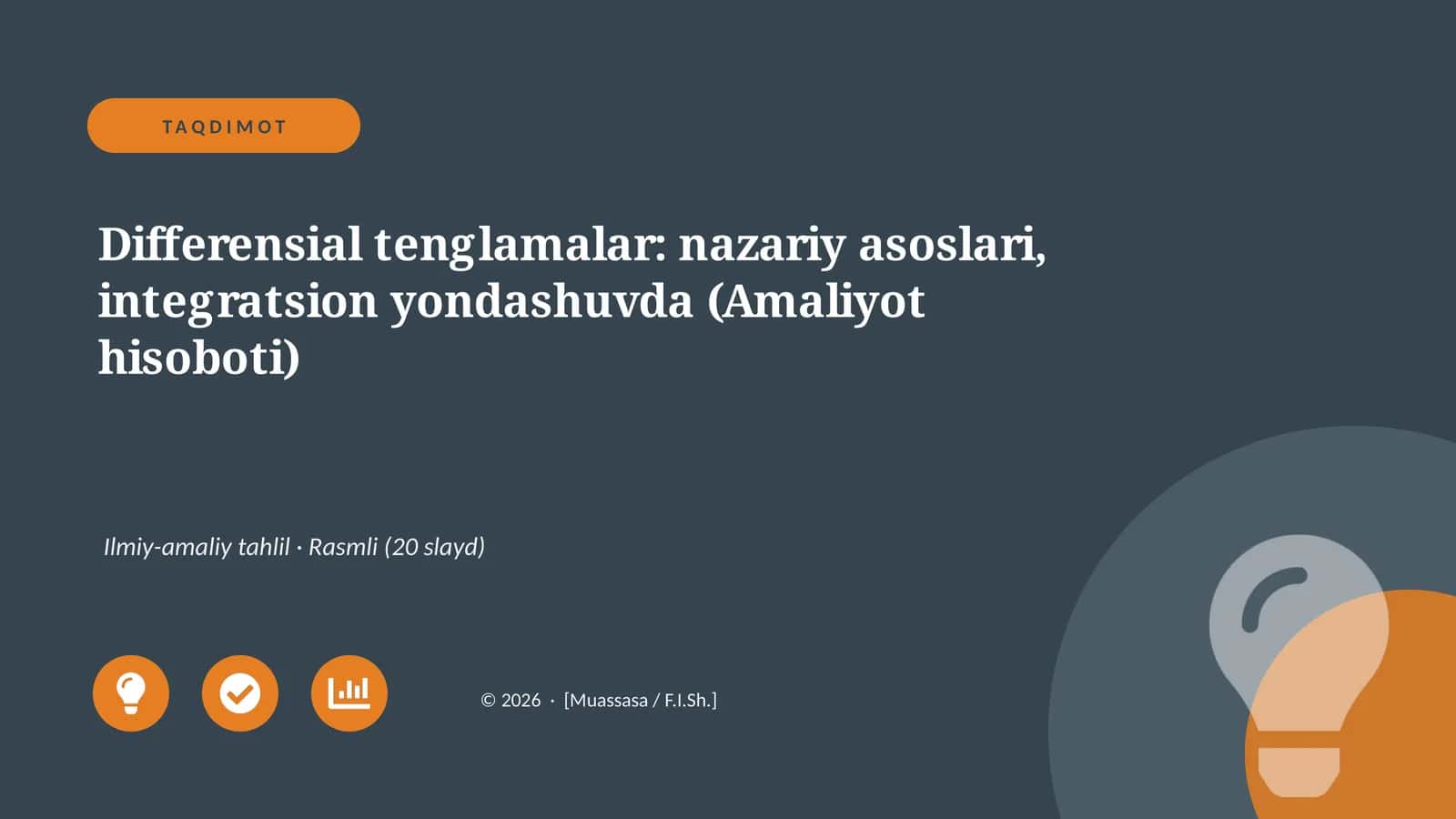 Differensial tenglamalar: nazariy asoslari, integratsion yondashuvda 1