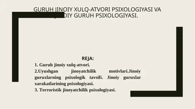 Jinoiy Guruh Psixologiyasi 1