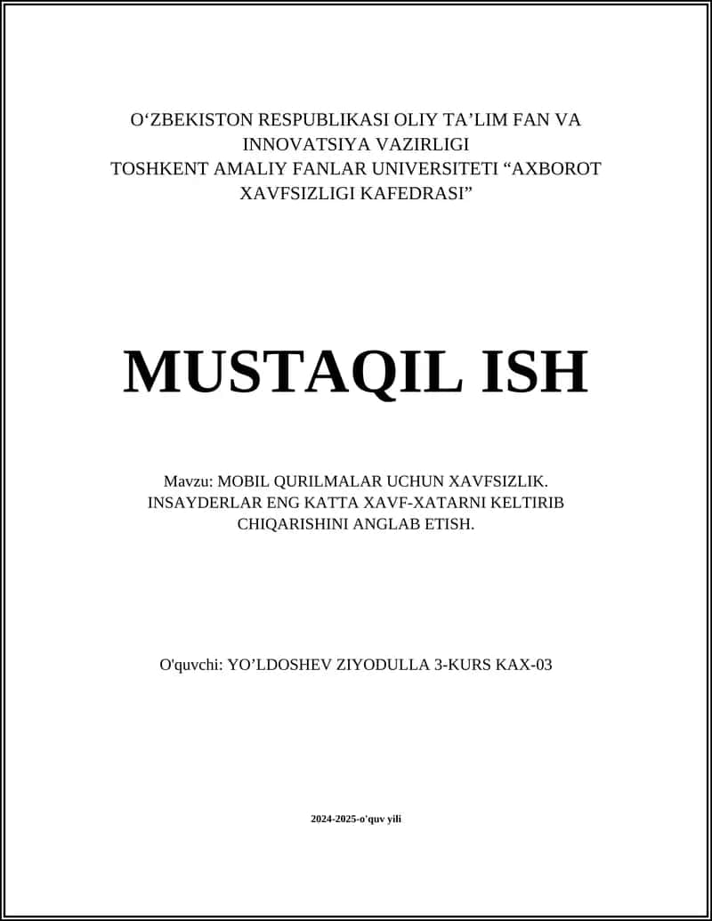 Mobil qurilmalar uchun xavfsizlik protokollari 1