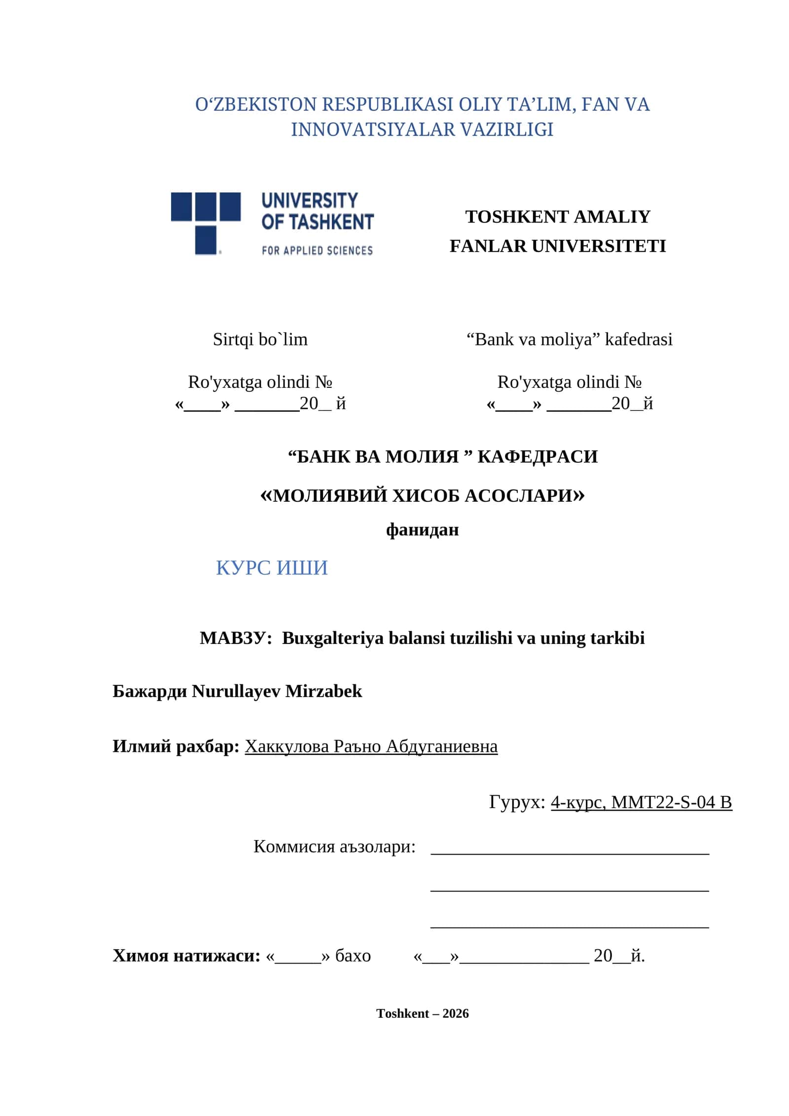 Buxgalteriya balansi tuzilishi va uning tarkibi 1