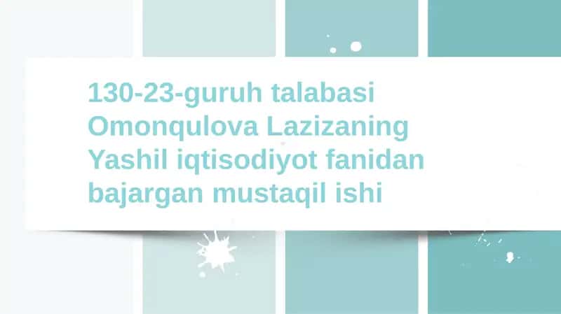 IHTT mamlakatlarida “yashil o‘sish”ni ta’minlash modellari 1