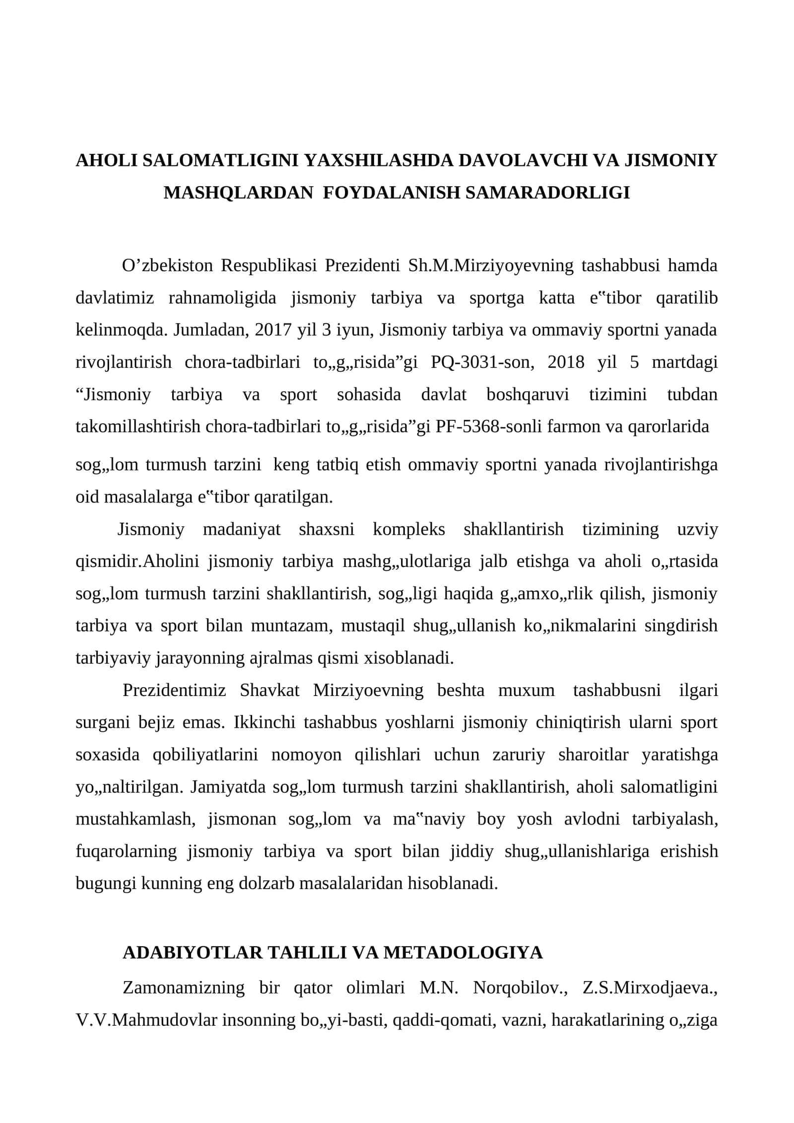 Jismoniy tarbiya va sport sohasida davlat boshqaruvi tizimini tubdan takomillashtirish chora-tadbirlari 1