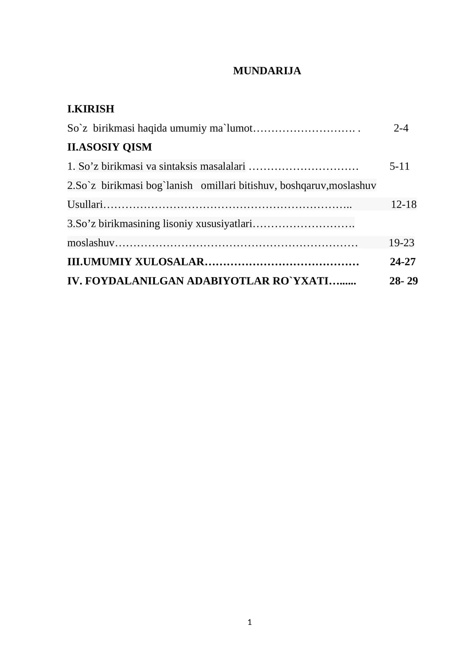 So'z birikmasi va sintaksis masalalari 1