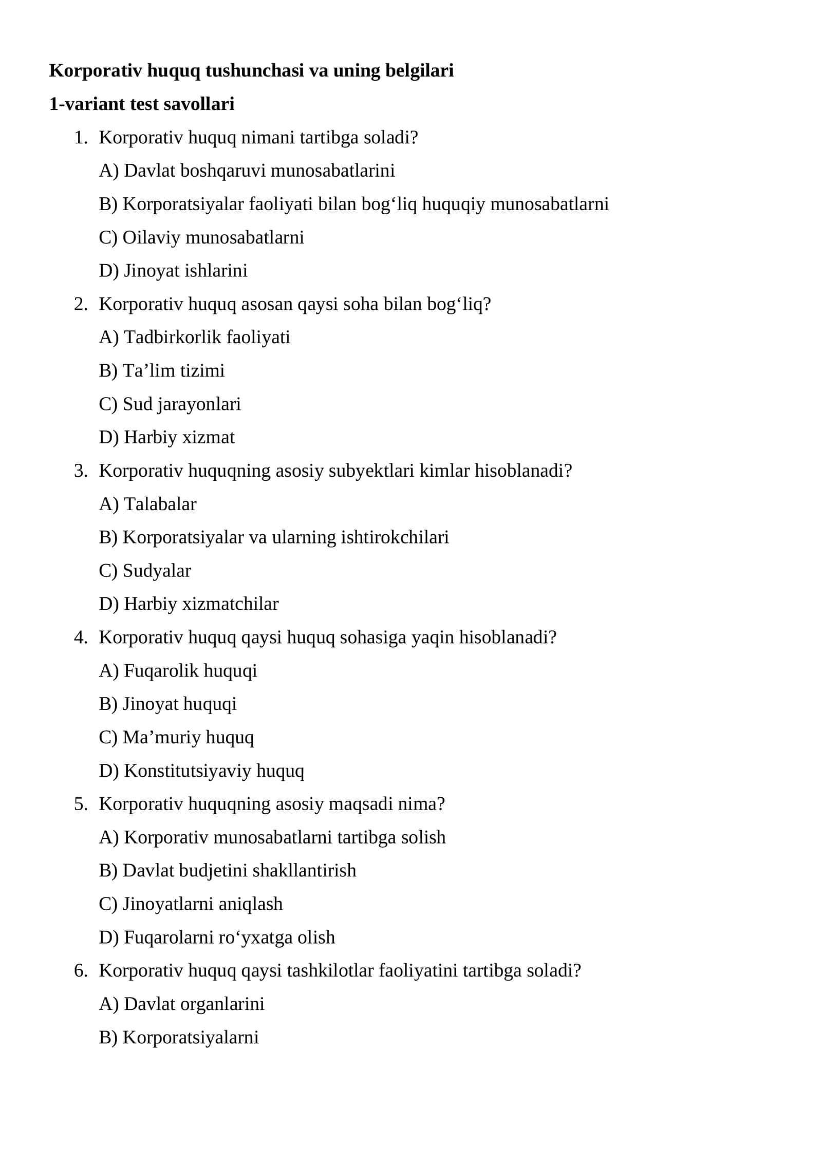 Korporativ huquq tushunchasi va uning belgilari 1