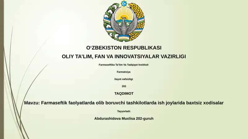 Baxtsiz xodisalar farmasevtik faolyatlarda 1