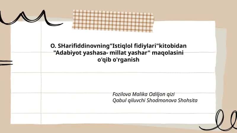 Adabiyot yashasa- millat yashar 1