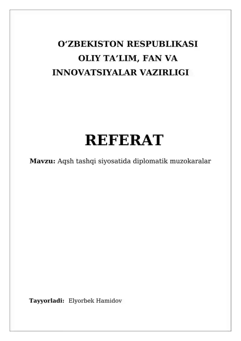 Aqsh tashqi siyosatida diplomatik muzokaralar