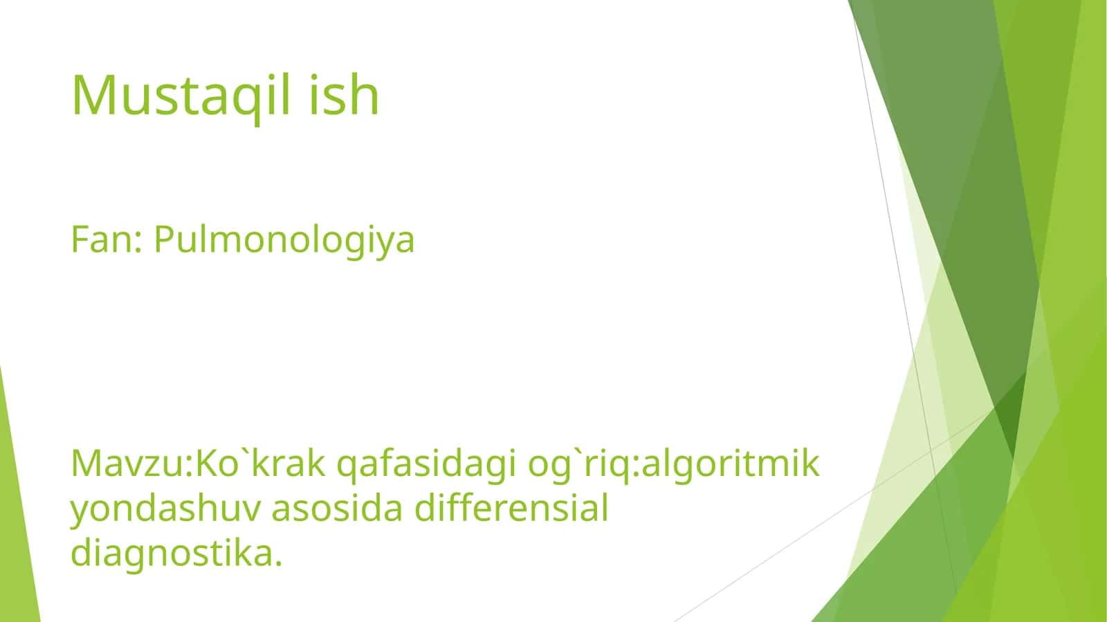 Pulmonologiya: Ko`krak qafasidagi og`riq 1