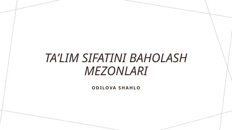 Taʼlim sifatini baholash mezonlari 1