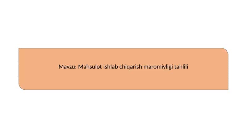 Mahsulot ishlab chiqarish maromiyligi tahlili 1