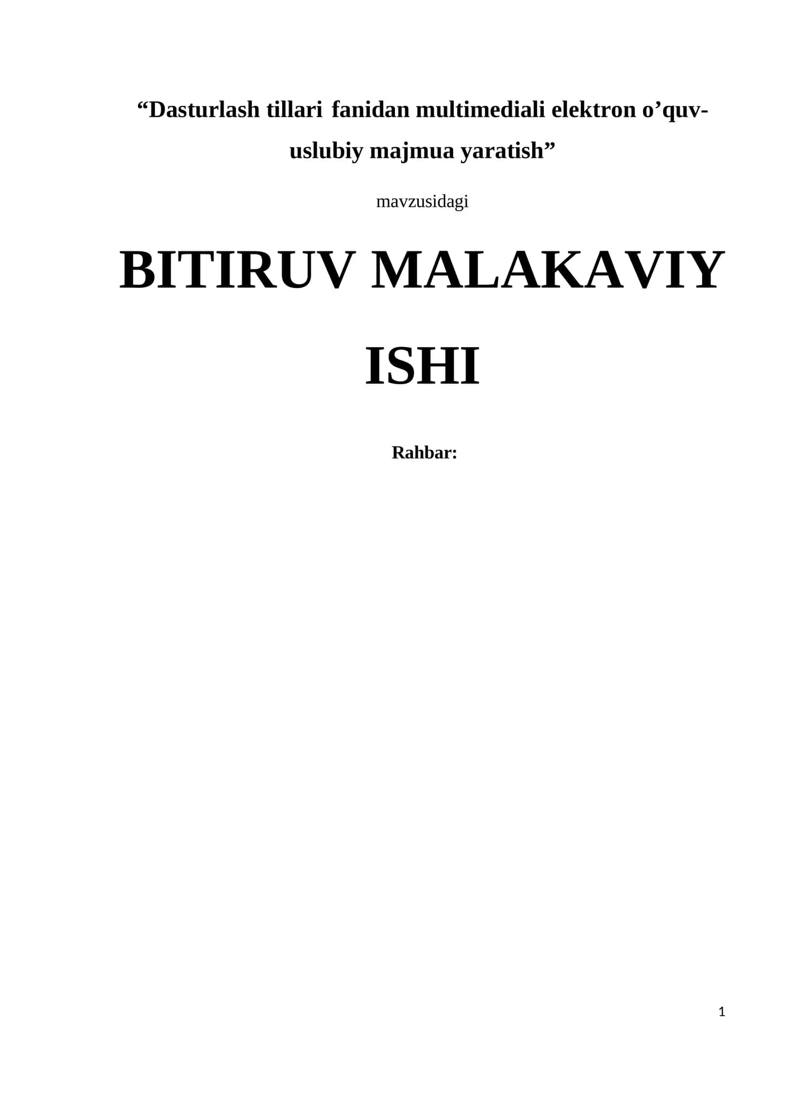 Dasturlash tillari fanidan multimediali elektrоn o’quv- uslubiy majmua yaratish 1